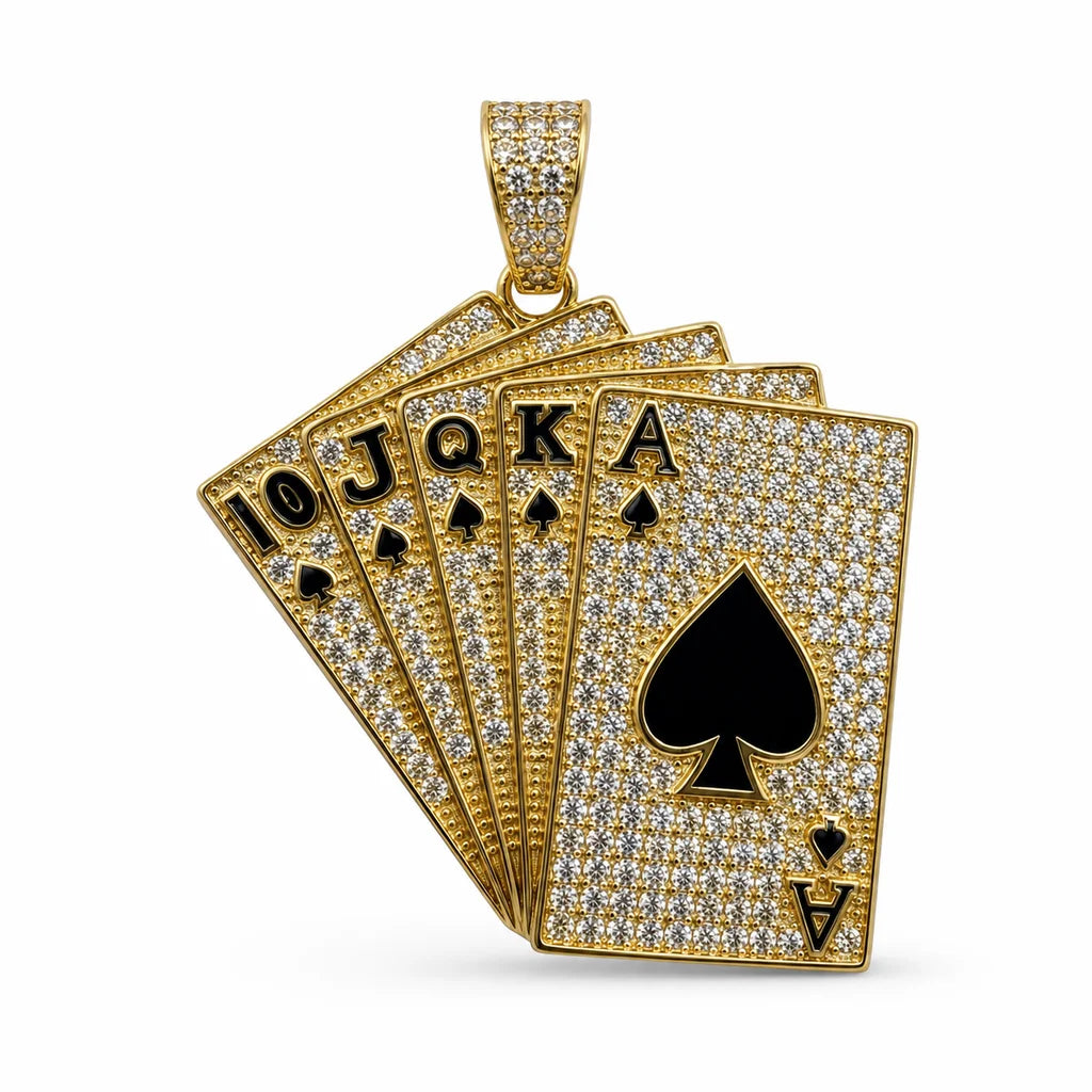 14 kt Gold Royal-Flush-Anhänger