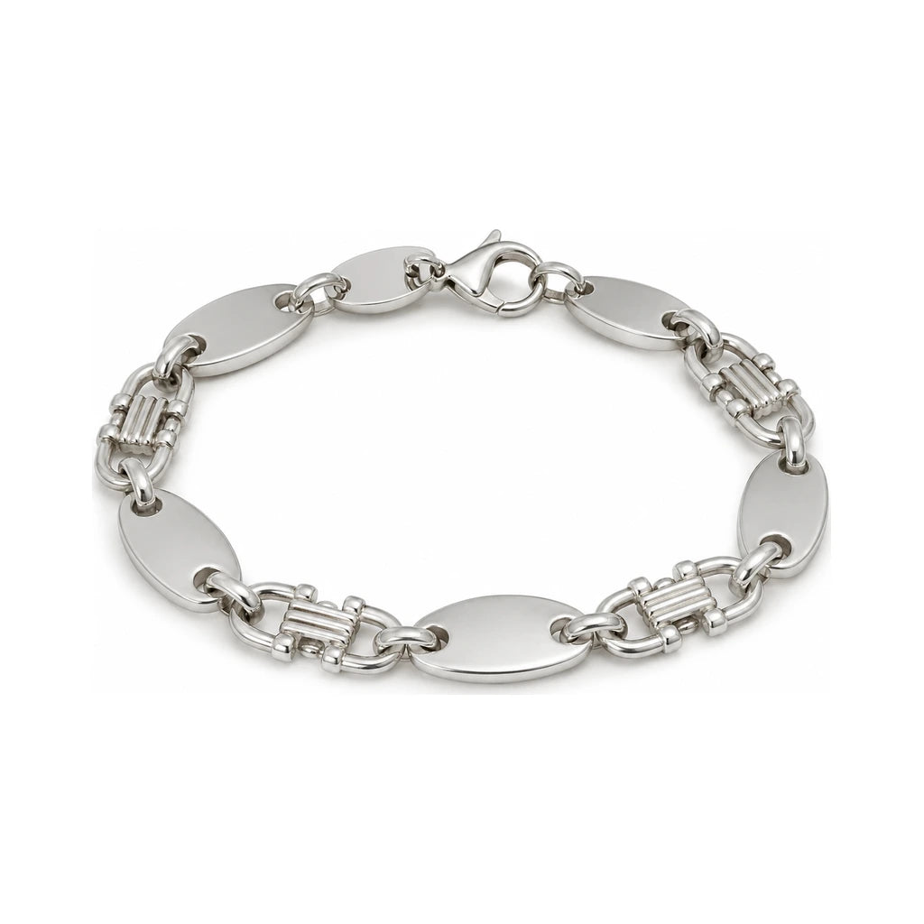 Silber Armband, ovale Plättchen — Gesamtansicht