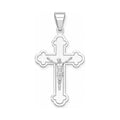 Silber Kreuzanhänger orthodox mit Korpus — Vorderansicht