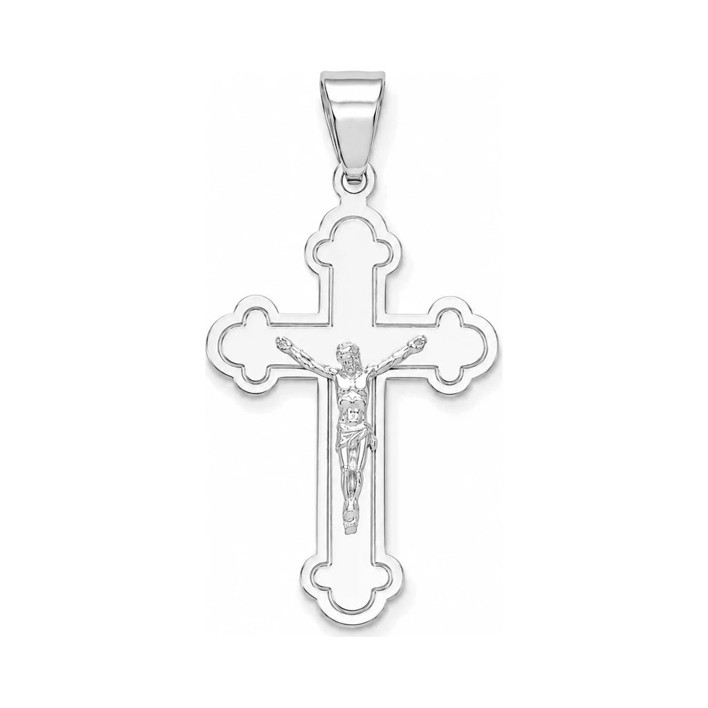 Silber Kreuzanhänger orthodox mit Korpus — Vorderansicht