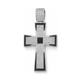 Silber Kreuzanhänger Pavé schwarz-weiß — Vorderansicht