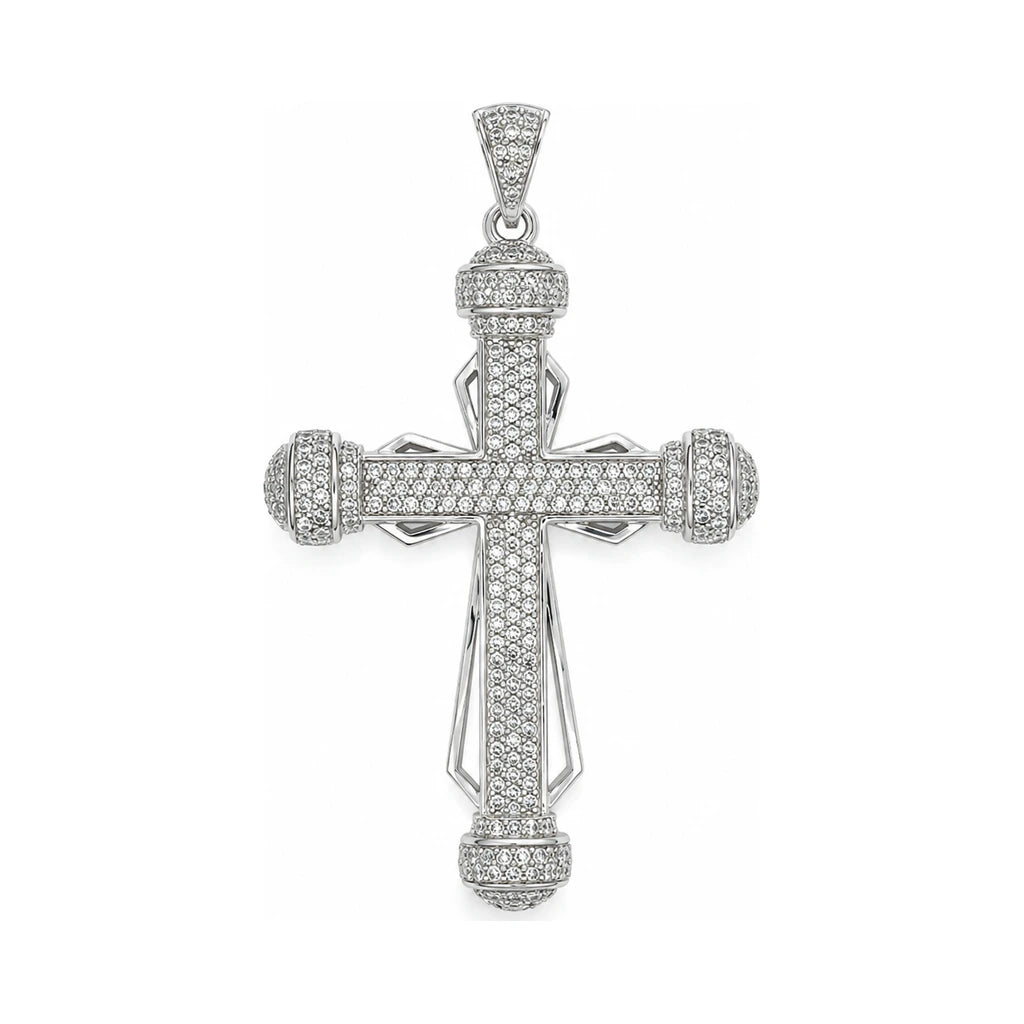 Silber Kreuzanhänger Pavé XL — Vorderansicht