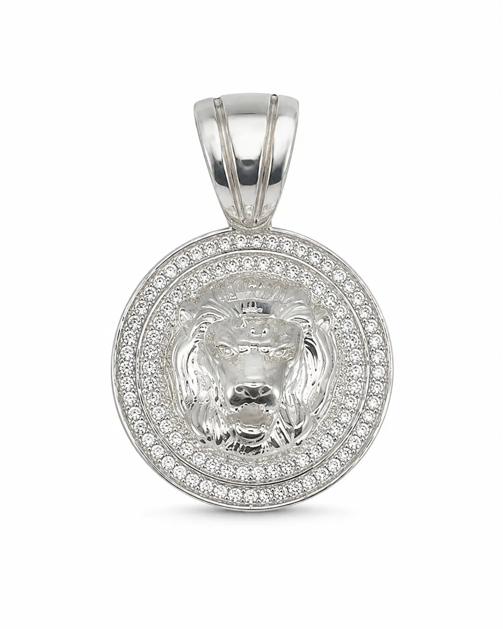 Silber Löwenkopfanhänger frontal