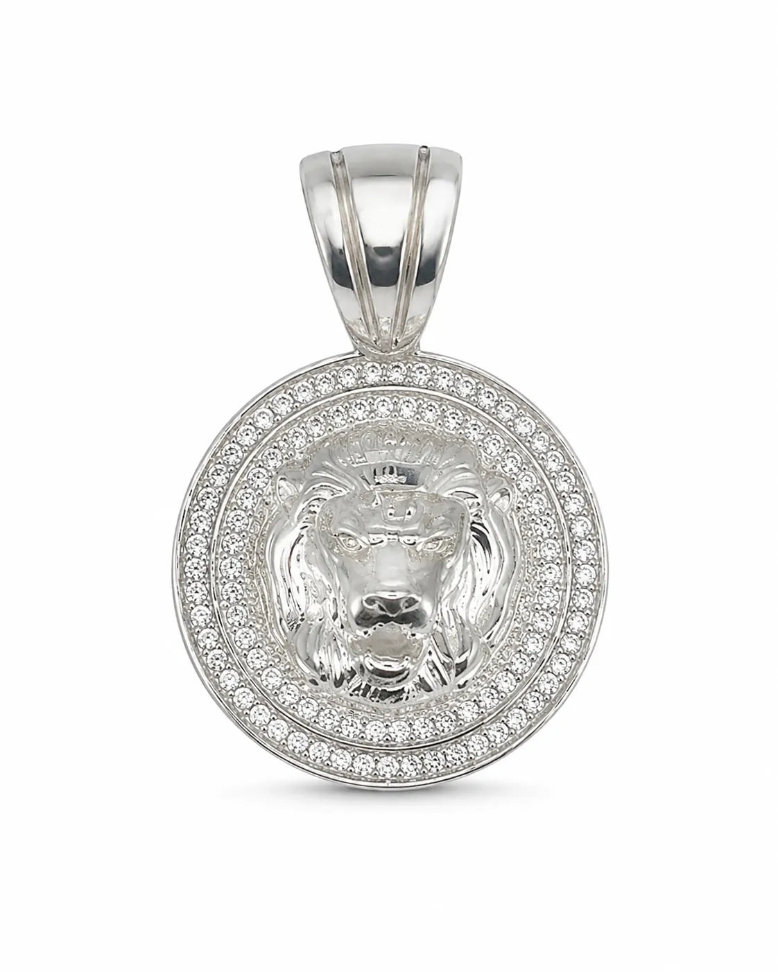 Silber Löwenkopfanhänger frontal