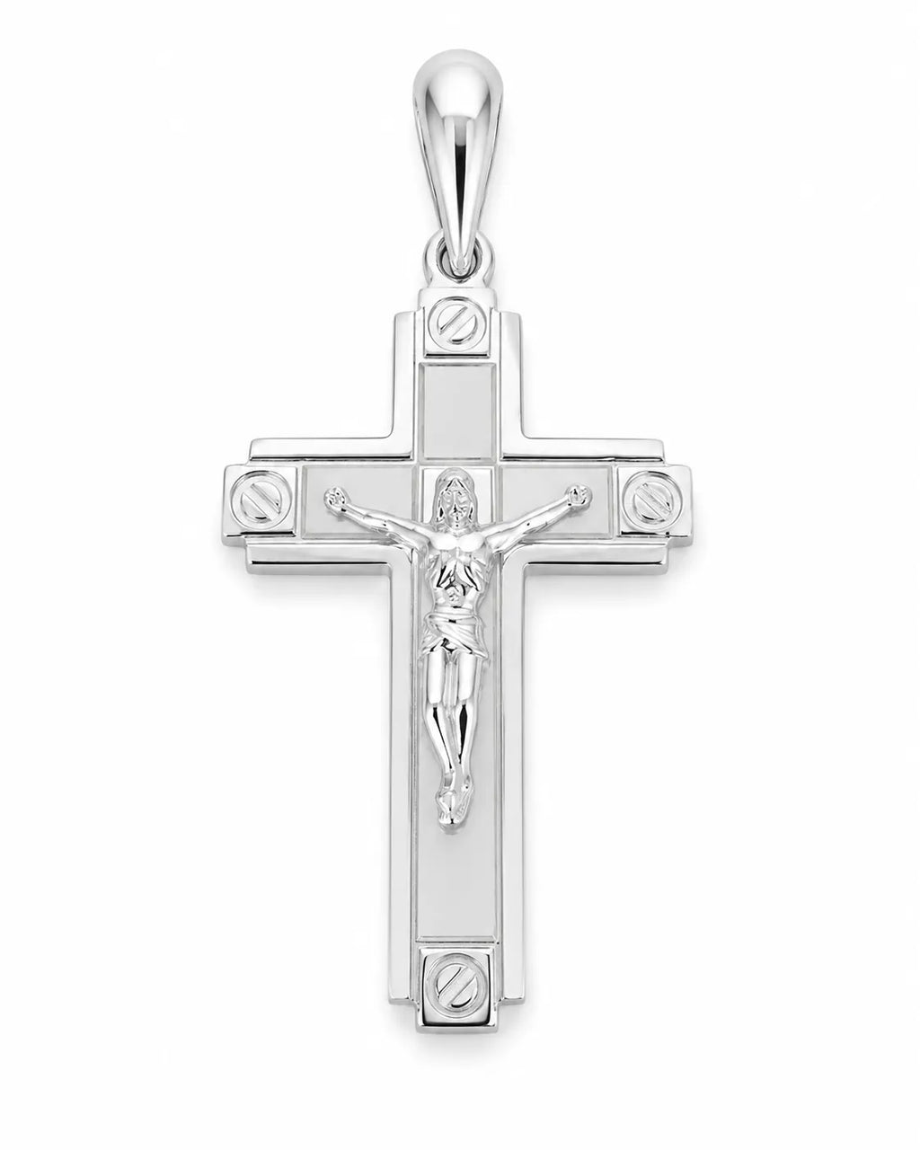 Silber Kreuzanhänger Schrauben frontal